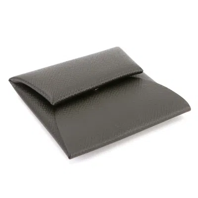 Pre-owned Hermes Khaki Epsom Leather Coin Purse/coin Case () In Brown