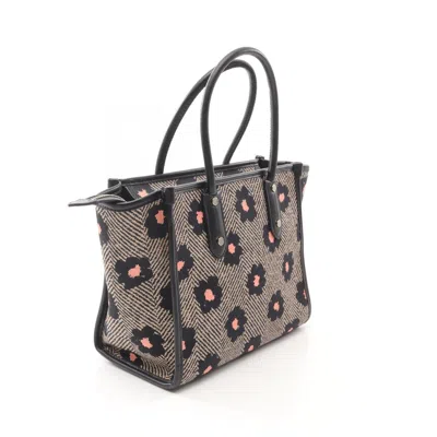 Pre-owned Kate Spade Beige Black Pink Canvas Leather Tote Bag ()