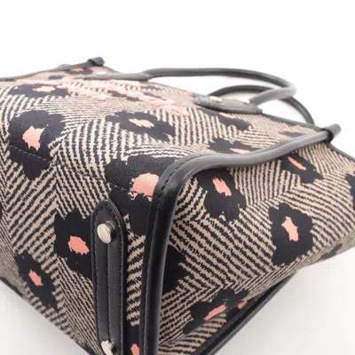 Pre-owned Kate Spade Beige Black Pink Canvas Leather Tote Bag ()