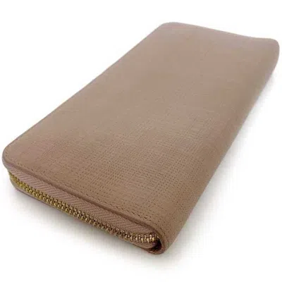 Pre-owned Loewe Beige Pink Leather Long Wallet (bi-fold) ()