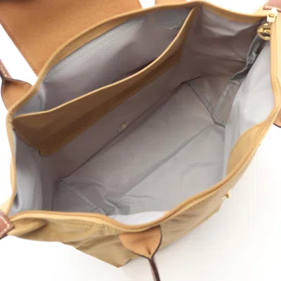 Pre-owned Longchamp Beige Brown Canvas Leather Tote Bag ()