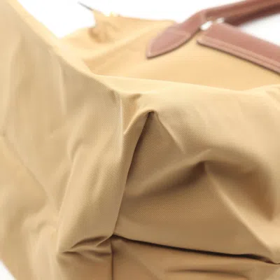 Pre-owned Longchamp Beige Brown Canvas Leather Tote Bag ()