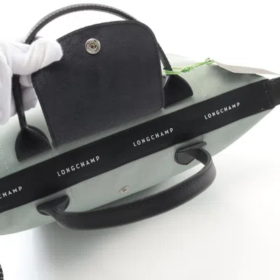 Pre-owned Longchamp Black Green Canvas Leather Tote Bag ()