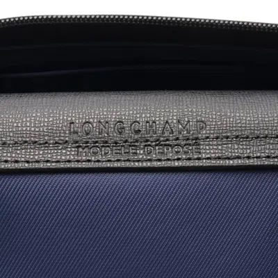 Pre-owned Longchamp Black Navy Nylon Leather Tote Bag ()