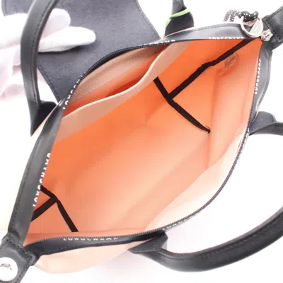 Pre-owned Longchamp Black Pink Canvas Leather Tote Bag ()