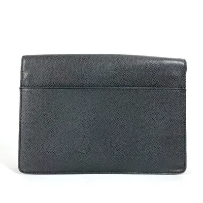 Pre-owned Louis Vuitton Ardoise Black Taiga Leather Clutch Bag ()