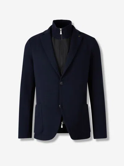 Gran Sasso Quilted Zip-front Blazer In Blue
