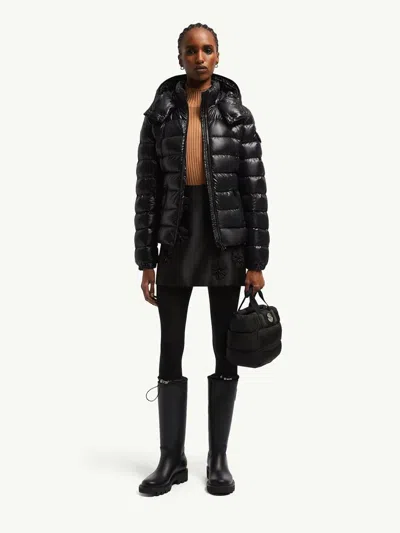 Moncler Women Bady Hooded Short Down Jacket Black In Black