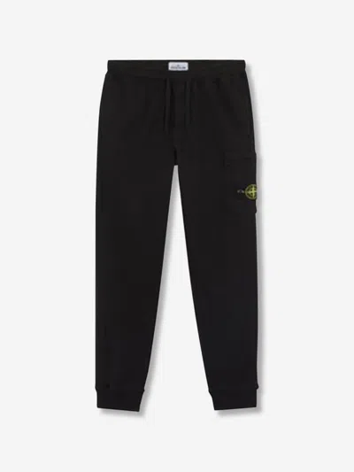 Stone Island Cotton Fleece Sweatpants With Elasticated Waistband In Black