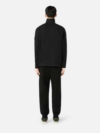 Stone Island Cotton Fleece Sweatpants With Elasticated Waistband In Black