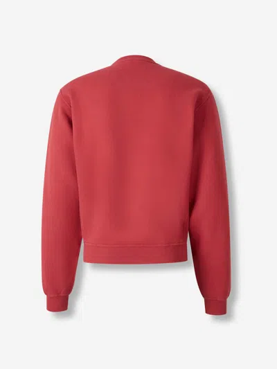 Saint Laurent Cotton Sweatshirt With Crew Neck And Long Sleeves In Pink