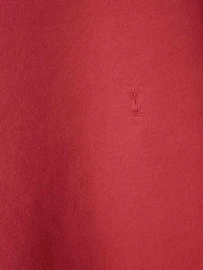 Saint Laurent Cotton Sweatshirt With Crew Neck And Long Sleeves In Pink