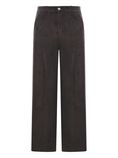 Ami Alexandre Mattiussi Wide Leg Corduroy Trousers Featuring Pockets In Gray