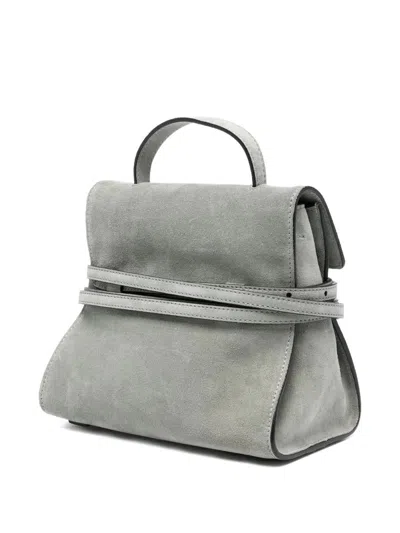Moschino Belt-details Suede Tote Bag In Gray