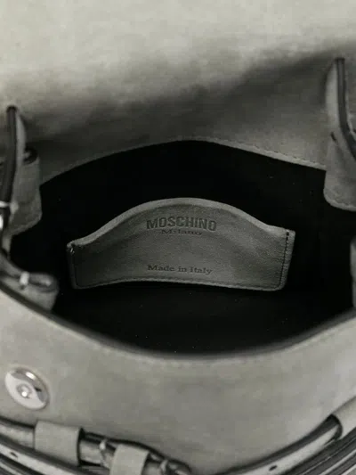 Moschino Belt-details Suede Tote Bag In Gray