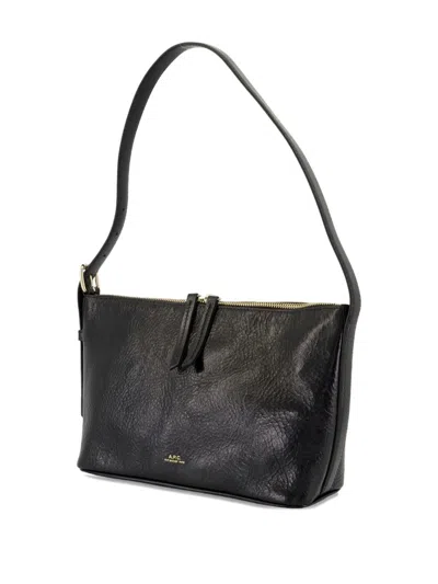 Apc A.p.c. Calfskin Shoulder Bag With Top Handle In Black