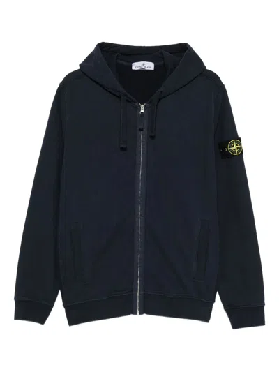 Stone Island Regular-fit Hooded Zip-up Sweatshirt With Pockets In Blue