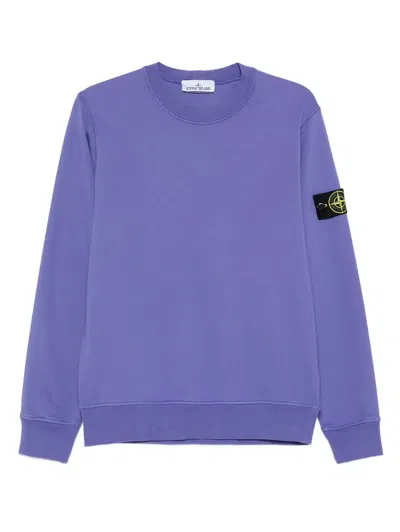 Stone Island Mens Lavender Logo-badge Crewneck Cotton-knit Jumper In Purple