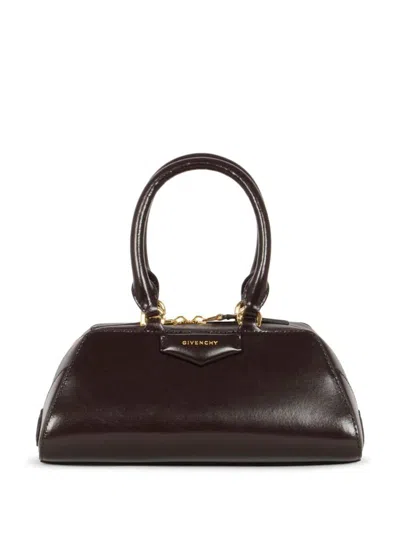 Givenchy Antigona Structured Leather Handbag With Metal Hardware In Brown