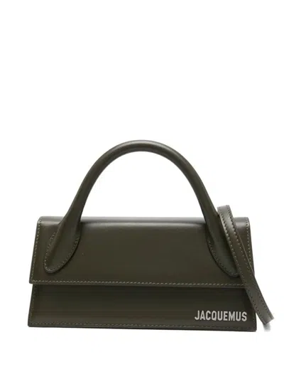 Jacquemus Long Handbag With Top Handle And Stitching In Green