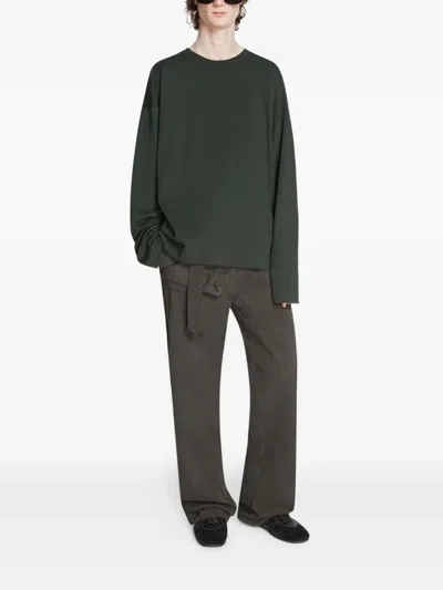 Dries Van Noten Double Lacing Suede Sneakers With Leather Inserts Shoes In Black