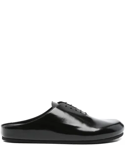 Jacquemus Round Toe Open Back Flat Sole Slippers In Black