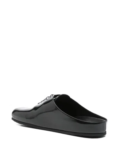 Jacquemus Round Toe Open Back Flat Sole Slippers In Black