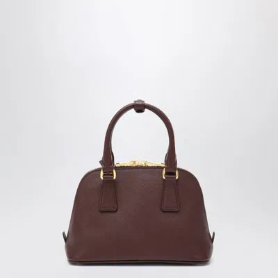 Prada Leather Handbag With Gold-tone Hardware And Top Handles In Red