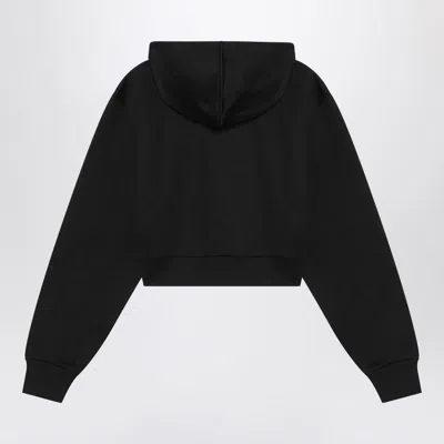 Prada Triangle Logo Cropped Hoodie In Black