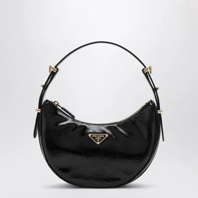Prada Crescent Shape Black Bag With Gold-tone Hardware In Black