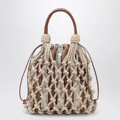 Prada Noué Medium Bag In Rope/camel In Sand