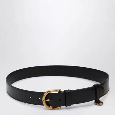 Prada Leather Belt With Engraved Buckle In Black