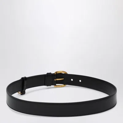 Prada Leather Belt With Engraved Buckle In Black