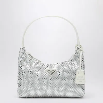 Prada White Re-edition Handbag With Crystals Women In White