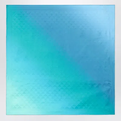 Prada Turquoise Printed Foulard In Twill Women In Blue