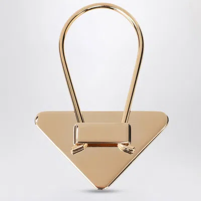 Prada Black/gold Enamelled Key Ring In Black