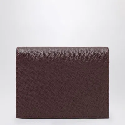 Prada Burgundy Saffiano Small Wallet In Brown