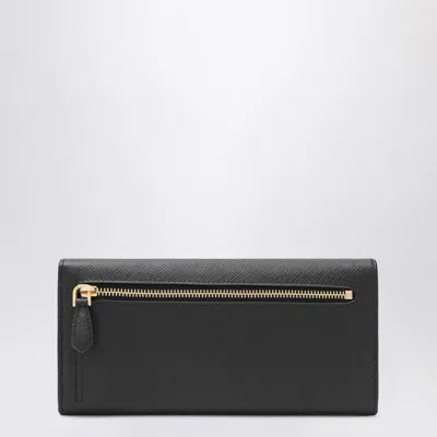 Prada Large Wallet In Black Saffiano Women In Black