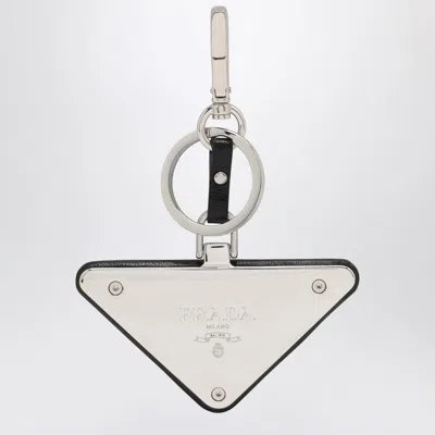 Prada Key Ring With Logo In Black