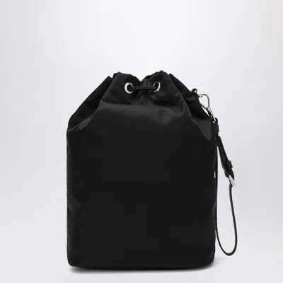 Prada Triangle Logo Re-nylon Bucket Bag In Black