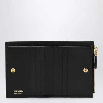 Prada Triangle Logo Saffiano Leather Wallet In Black