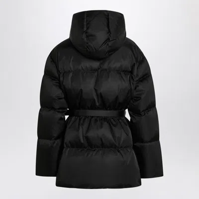 Prada Belted Re-nylon Down Jacket In Black