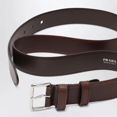 Prada Ebony Colour Belt In Aged In Brown
