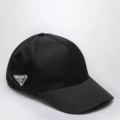 Prada Black Nylon Baseball Cap Men In Black