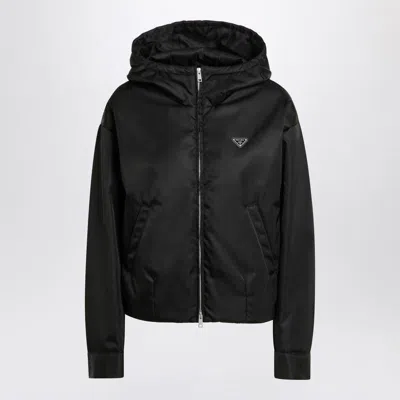 Prada Re-nylon Hooded Jacket In Black