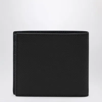 Prada Black/blue Saffiano Wallet With Logo Men In Black