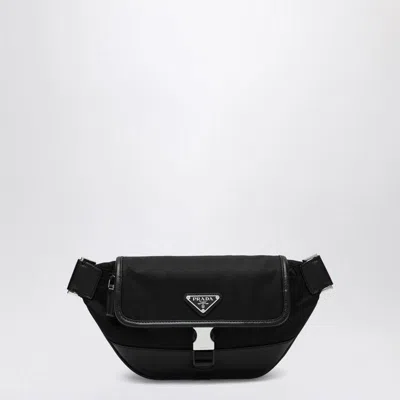 Prada Black Re-nylon And Saffiano Shoulder Bag Men In Black