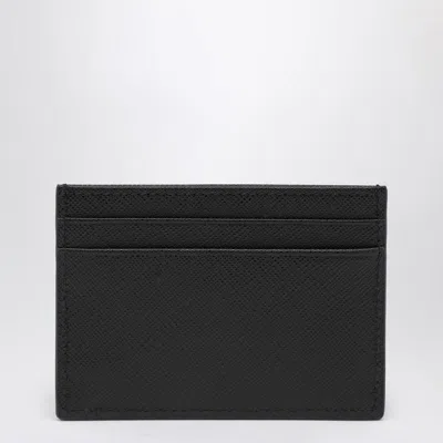 Prada Triangle Logo Leather Cardholder In Black