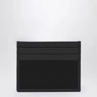 Prada Saffiano Card Case With Logo Triangle In Black