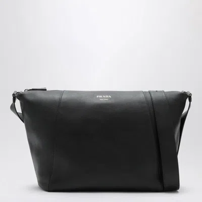 Prada Men's Leather Shoulder Bag In Black